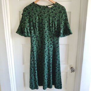 Boden Green Alexis Enchanted Vine Dress Bell Sleeve 6